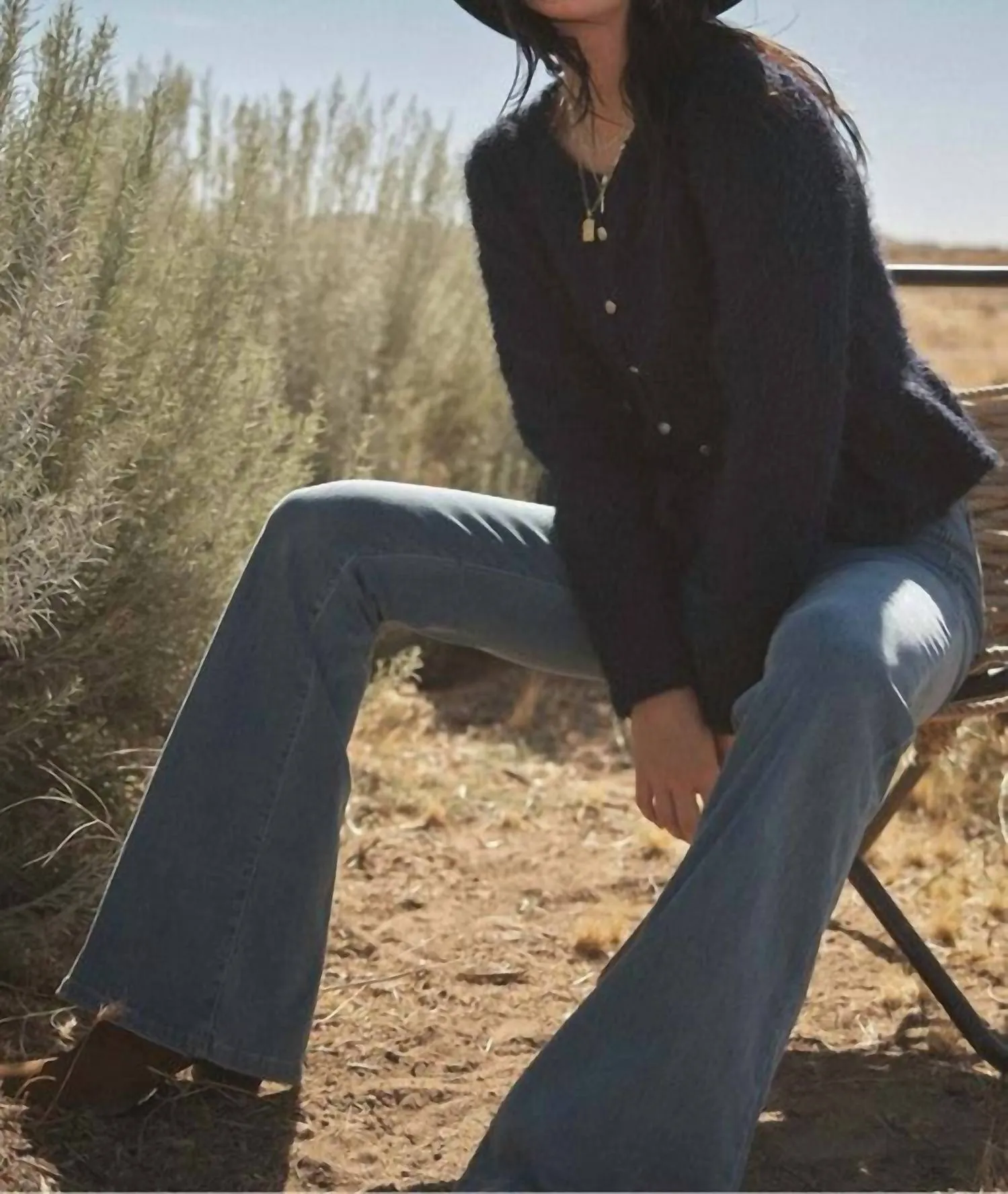 Lida Fuzzy Knit Cardigan In Navy