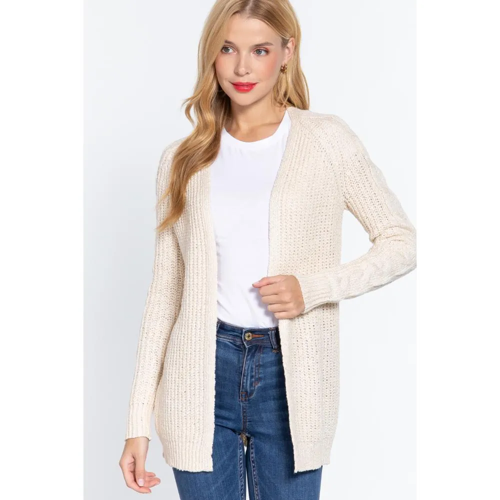 Long Slv Open Front Sweater Cardigan