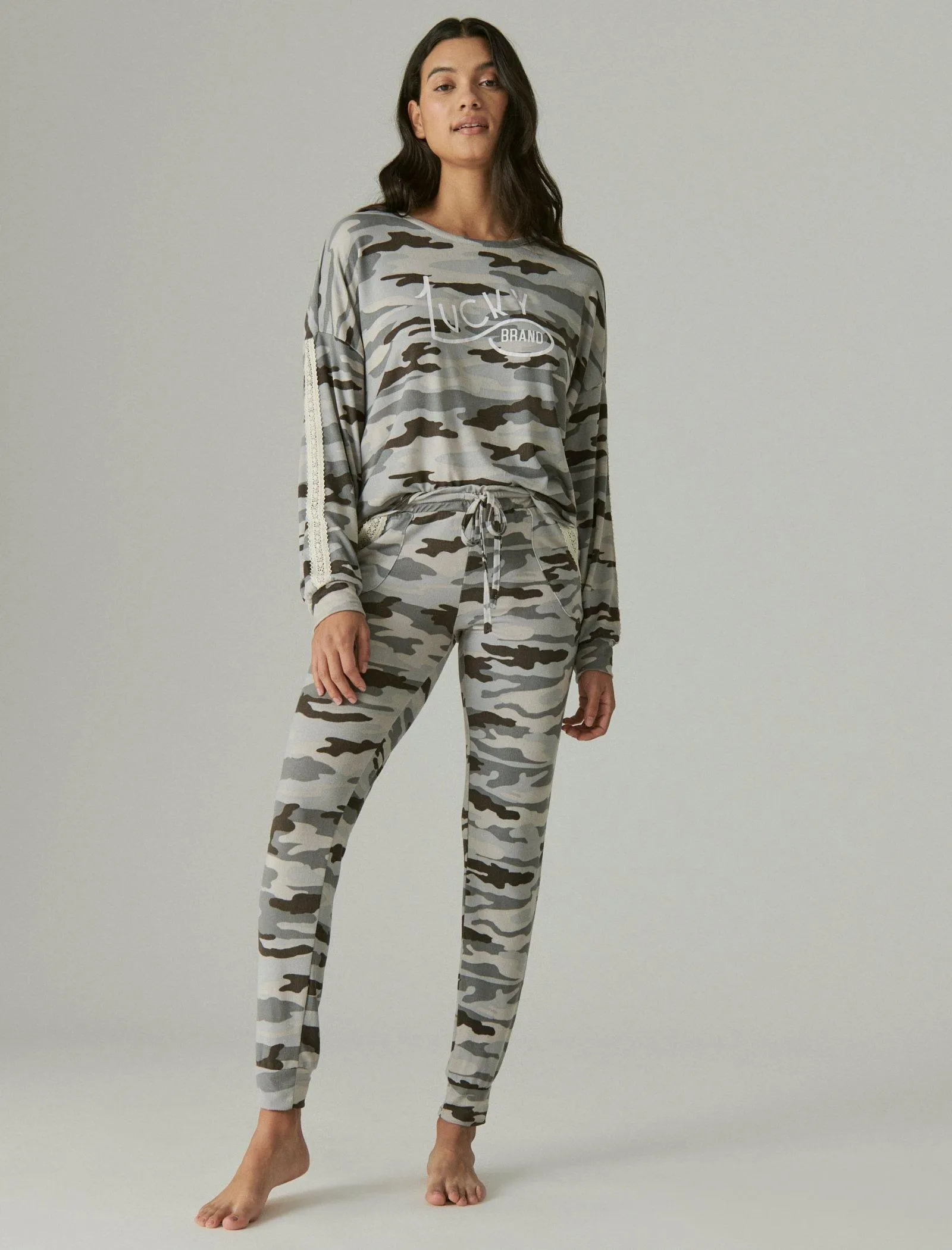 Lucky Brand Lucky Printed Sleepwear Set Dark Green Lucky Brand