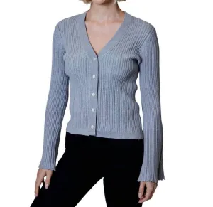 Lurex Front Cardi Heather Stone Combo In Grey
