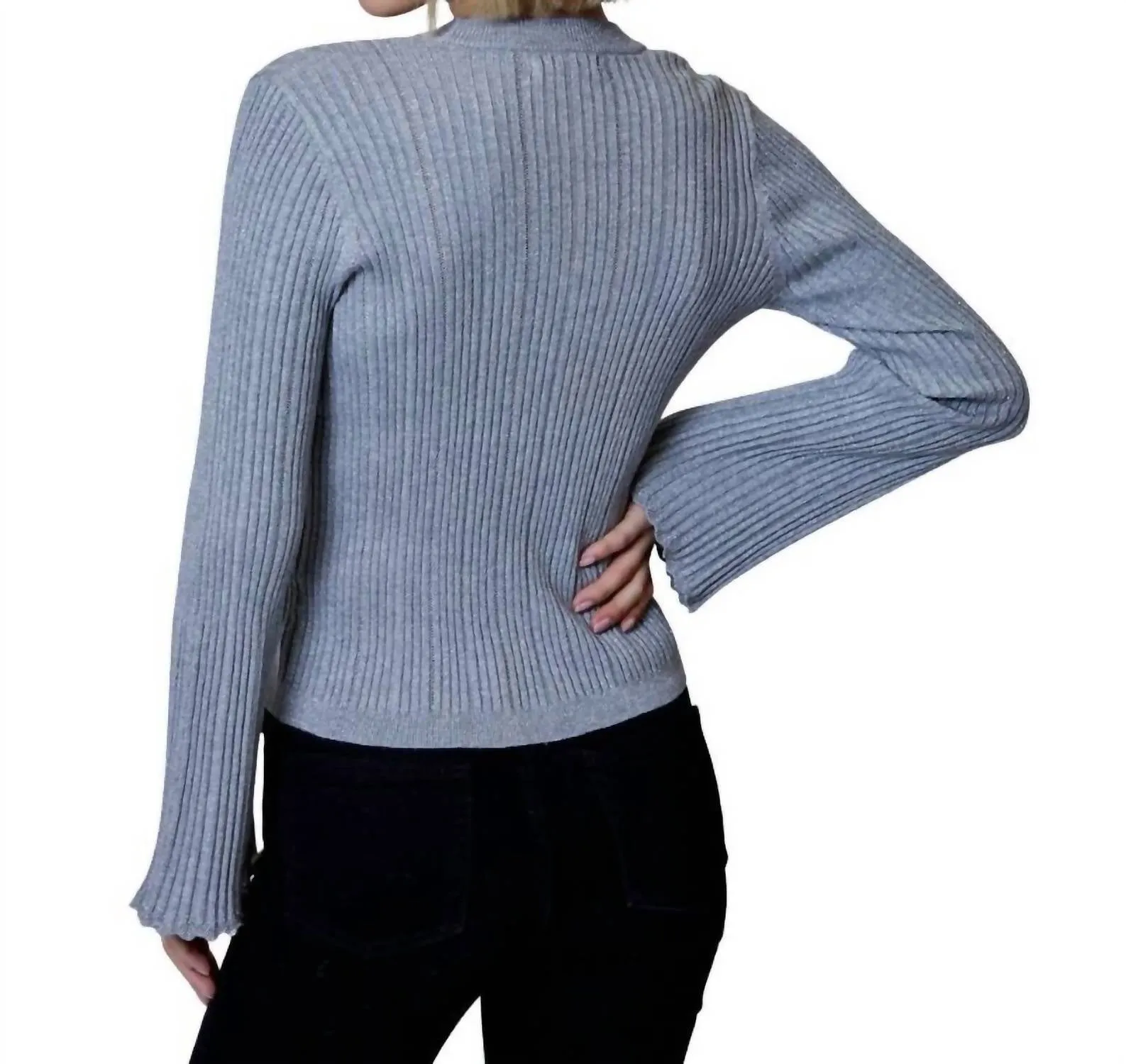 Lurex Front Cardi Heather Stone Combo In Grey