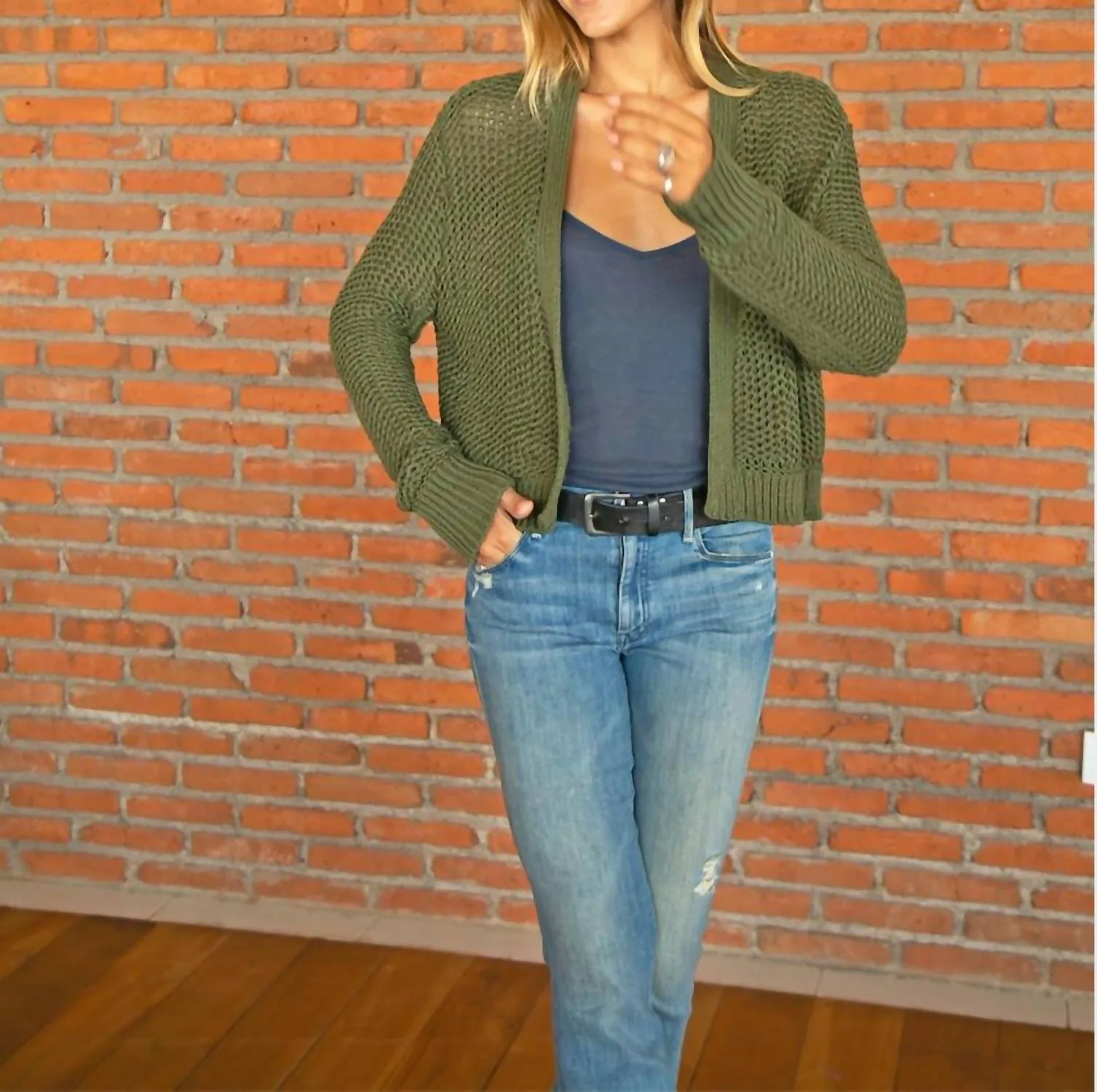 Maura Cropped Cardigan In Green