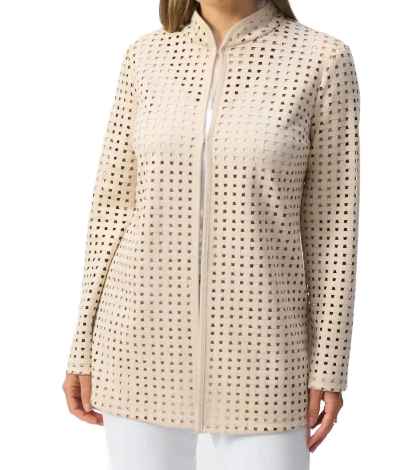 Mesh Cardigan In Beige Gold