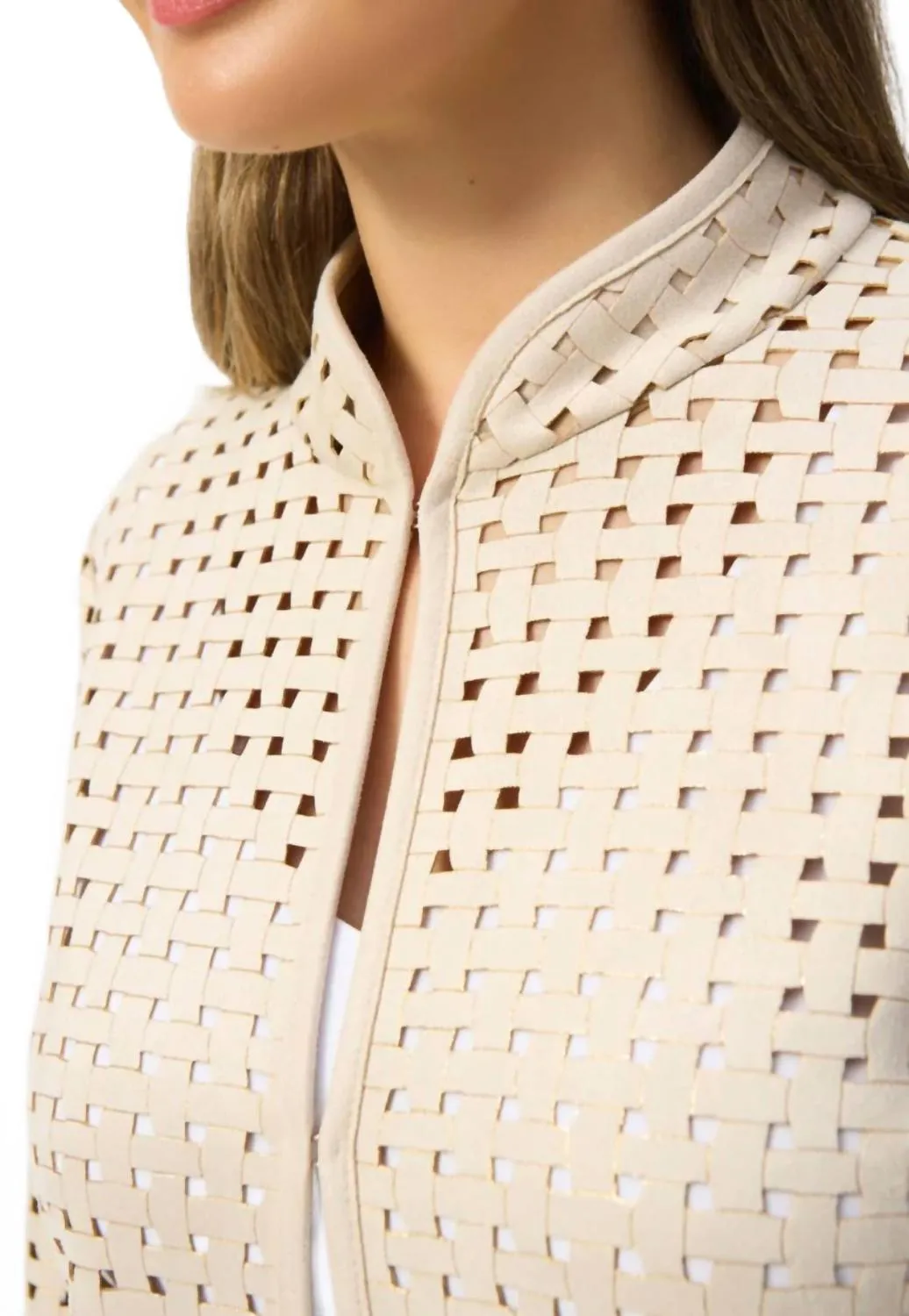 Mesh Cardigan In Beige Gold