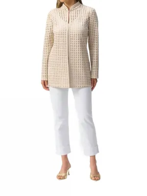 Mesh Cardigan In Beige Gold