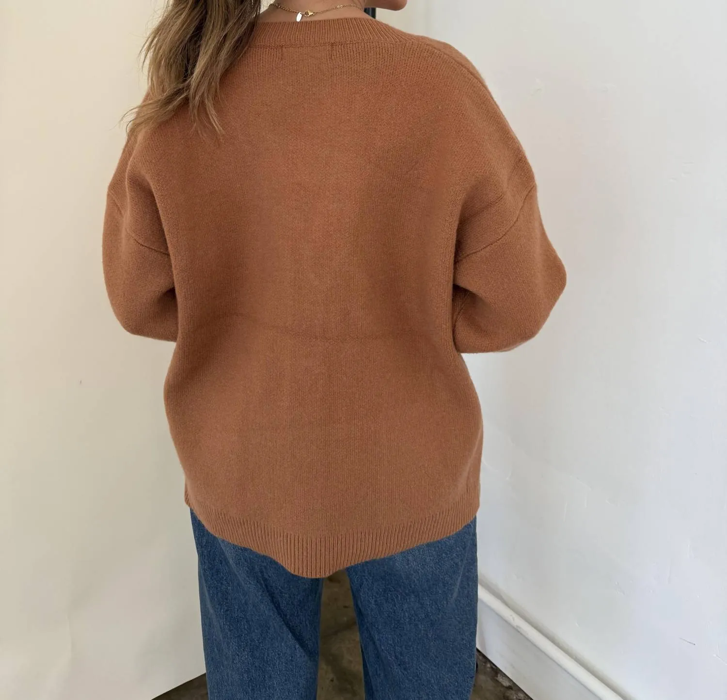 Mila Knit Buttoned Oversized Cardigan In Rust