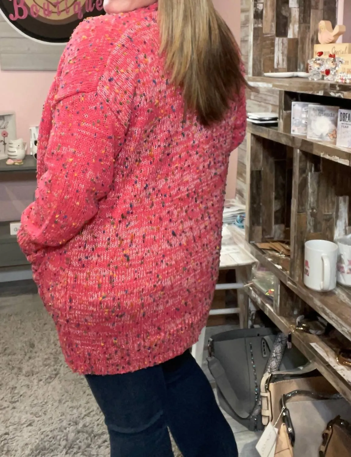 Miley Dot Cardigan In Pink