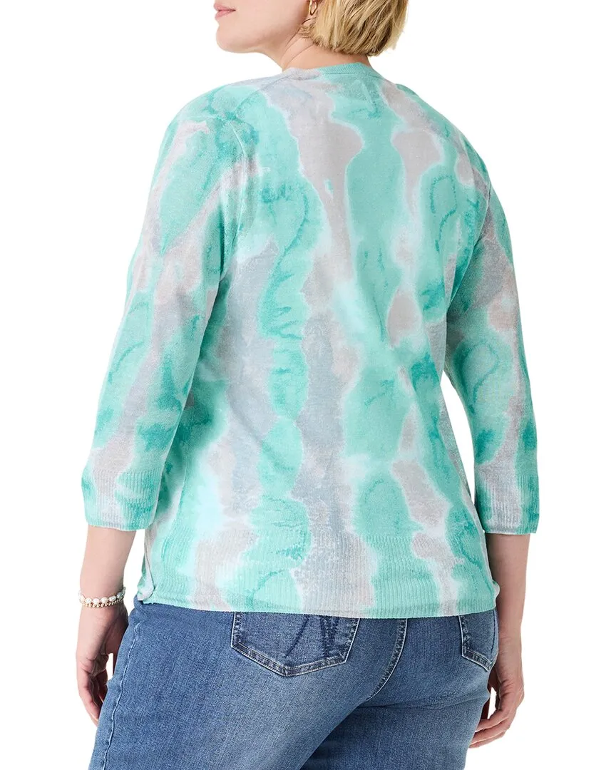 NIC ZOE Watercolor Waves 4-Way Linen-Blend Cardigan