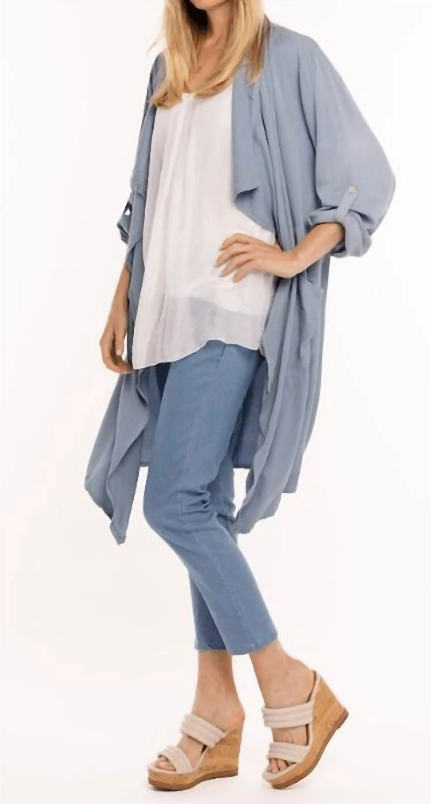 Overpiece Cardigan In Dusty Blue