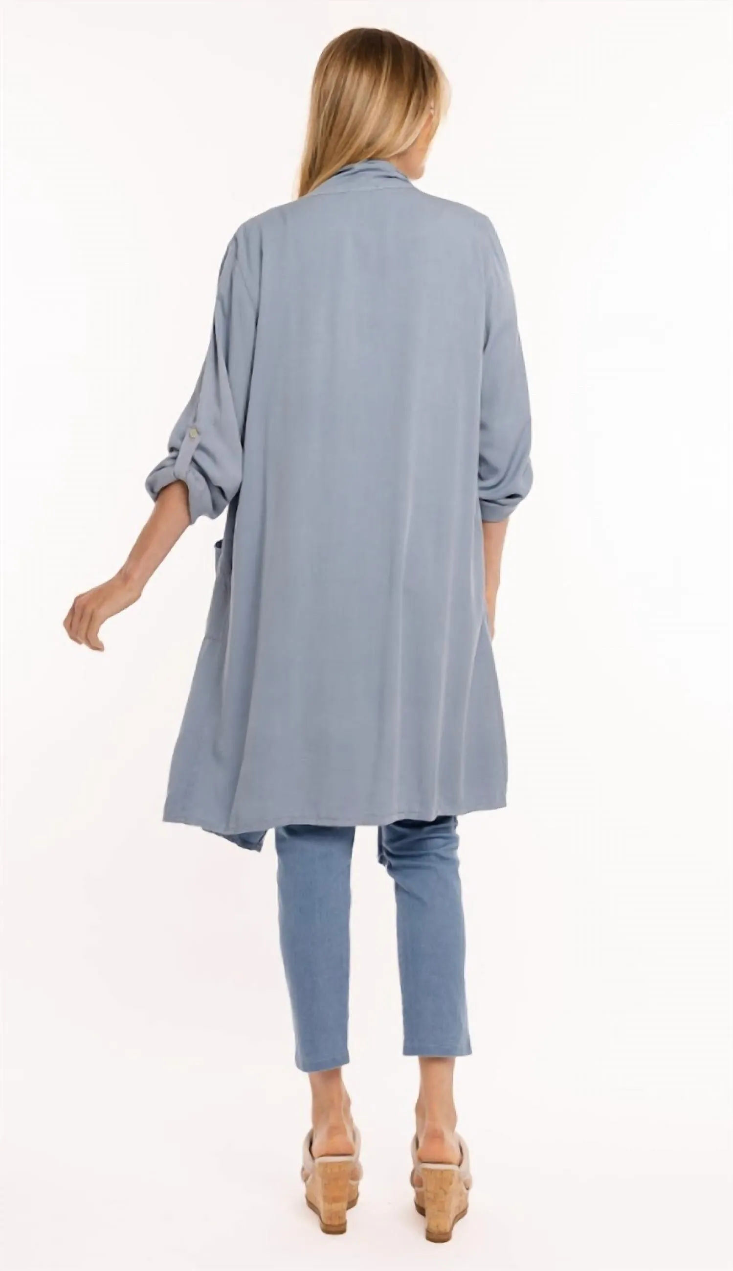 Overpiece Cardigan In Dusty Blue