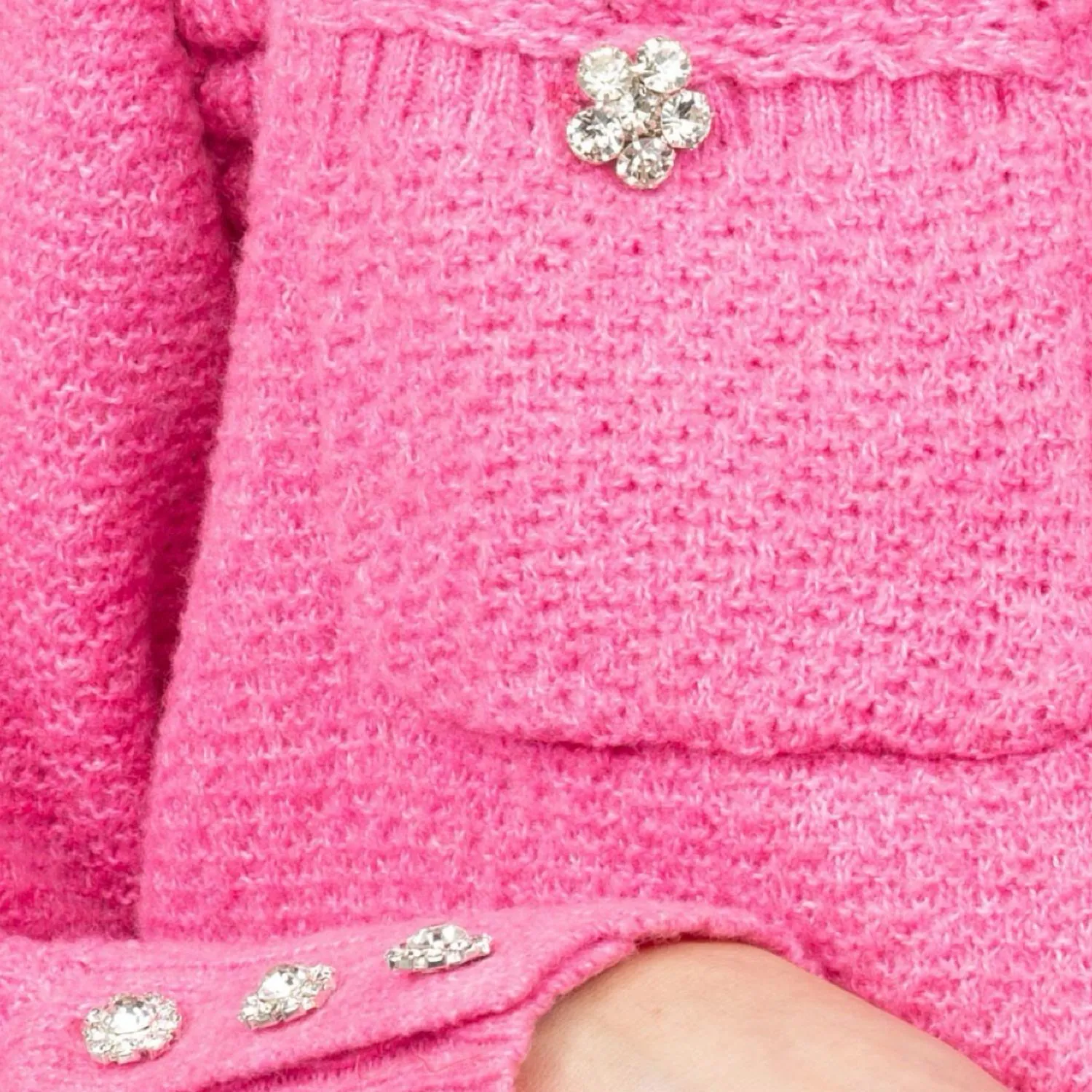 Pearl Edge Cardigan In Hot Pink