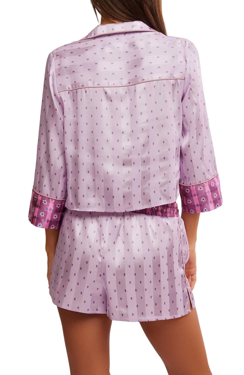 Pillow Talk Pj Set In Lilac Combo