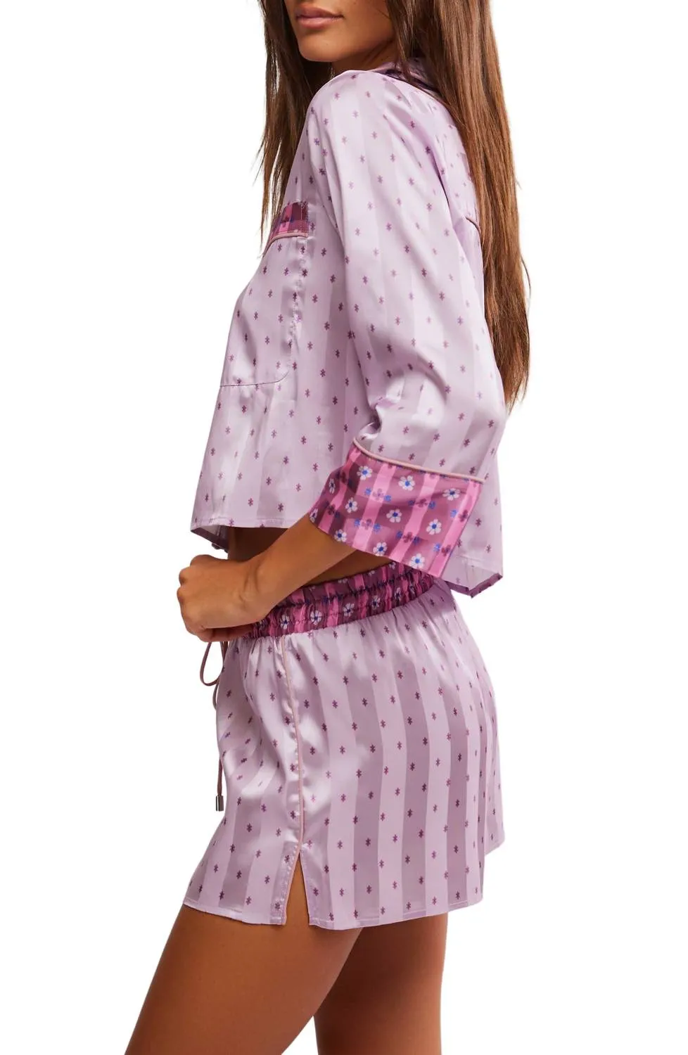 Pillow Talk Pj Set In Lilac Combo