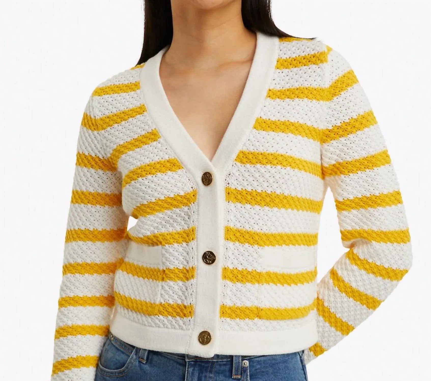 Rita V-Neck Cardigan In Magnolia White