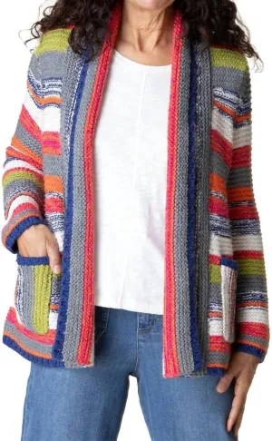 Rustic Stripes Cardigan In Multi Stripe