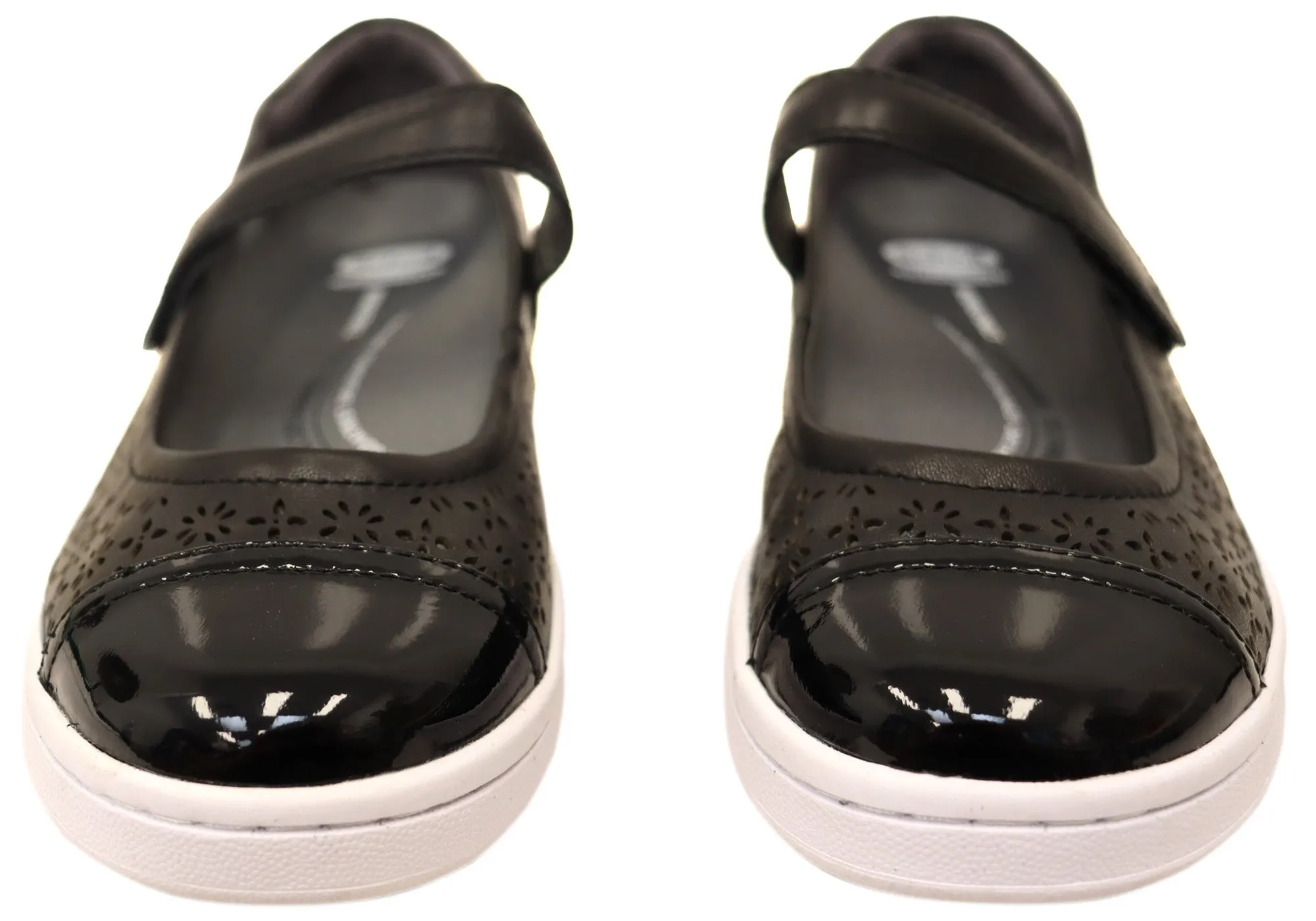 Scholl Orthaheel Womens Rhonda Punch Mary Jane Supportive Leather Shoes Scholl Orthaheel Shoes