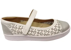Scholl Orthaheel Womens Rhonda Punch Mary Jane Supportive Leather Shoes Scholl Orthaheel Shoes