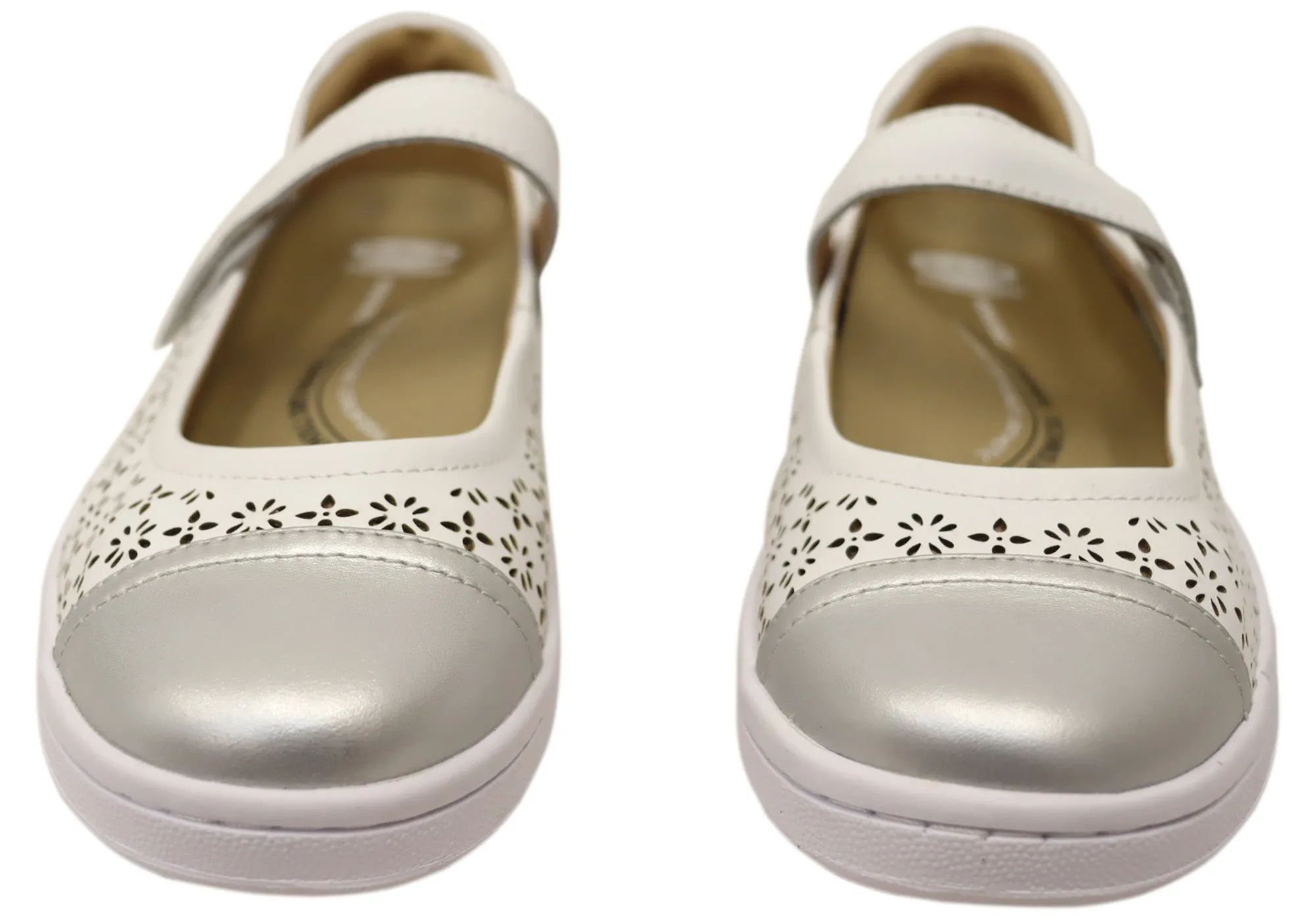 Scholl Orthaheel Womens Rhonda Punch Mary Jane Supportive Leather Shoes Scholl Orthaheel Shoes