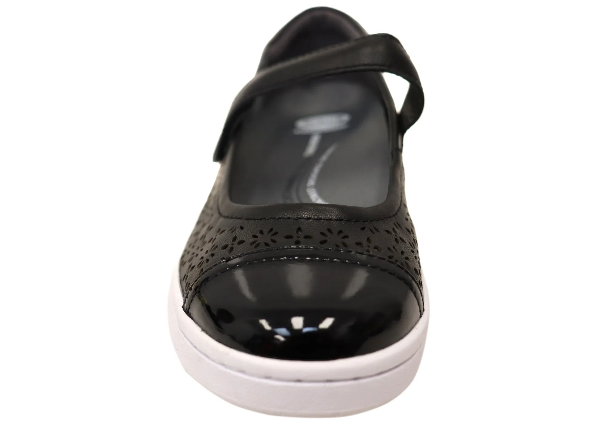 Scholl Orthaheel Womens Rhonda Punch Mary Jane Supportive Leather Shoes Scholl Orthaheel Shoes