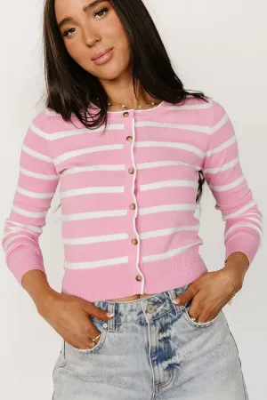 Shea Striped Cardigan - Pink