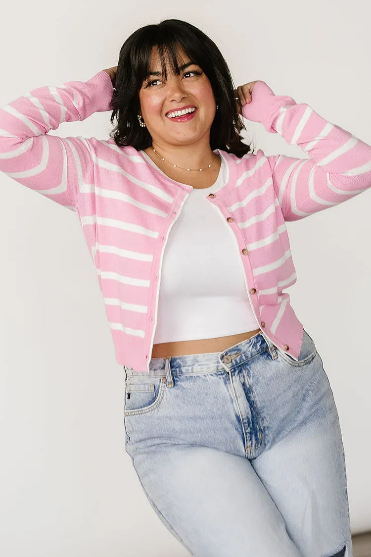 Shea Striped Cardigan - Pink