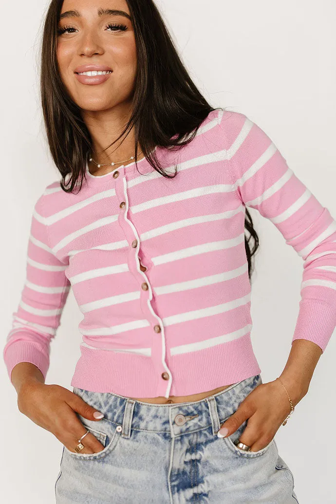 Shea Striped Cardigan - Pink