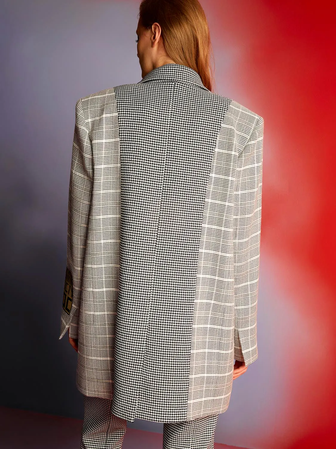 Shoulder Pad Checkered Blazer