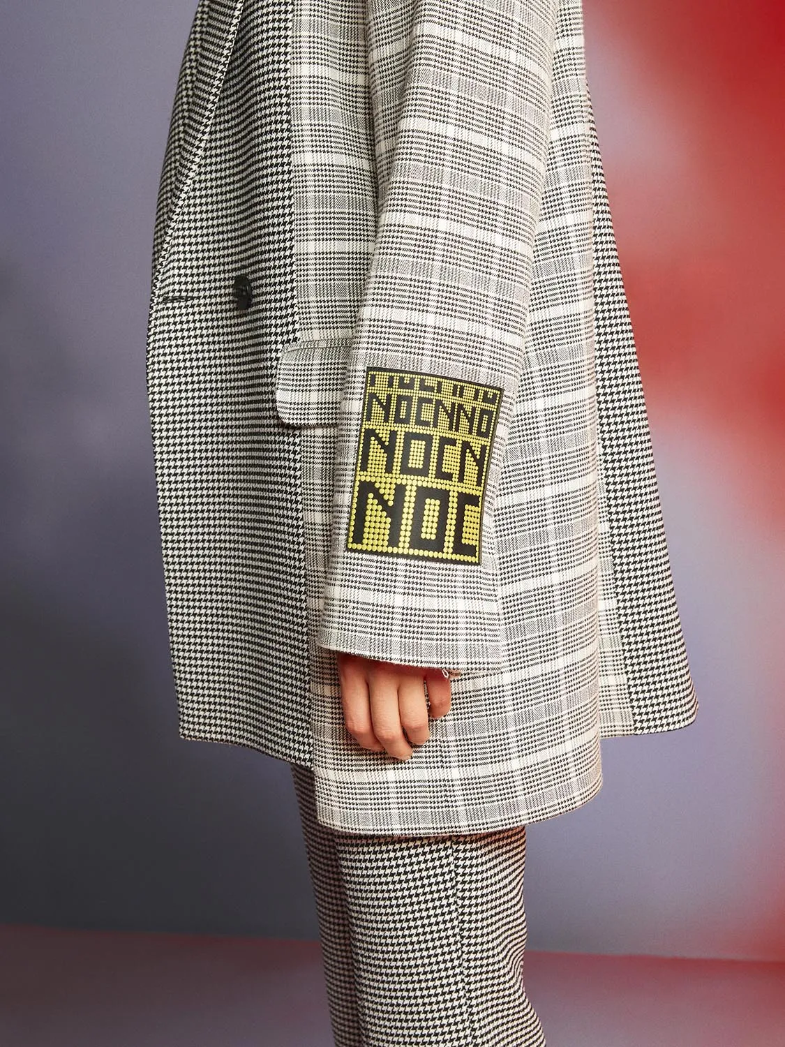 Shoulder Pad Checkered Blazer