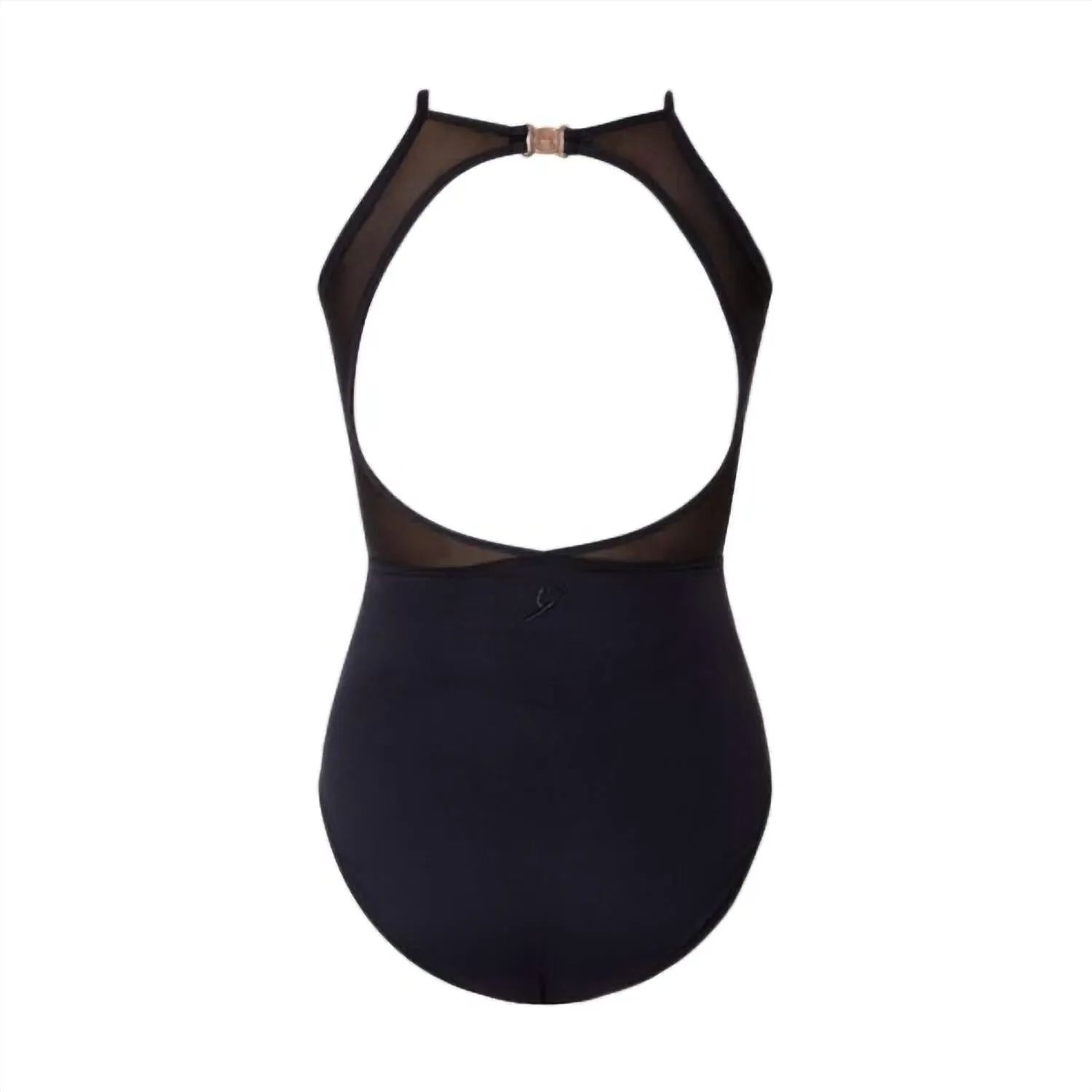 Stellar High Neck Mesh Cami Leotard In Black
