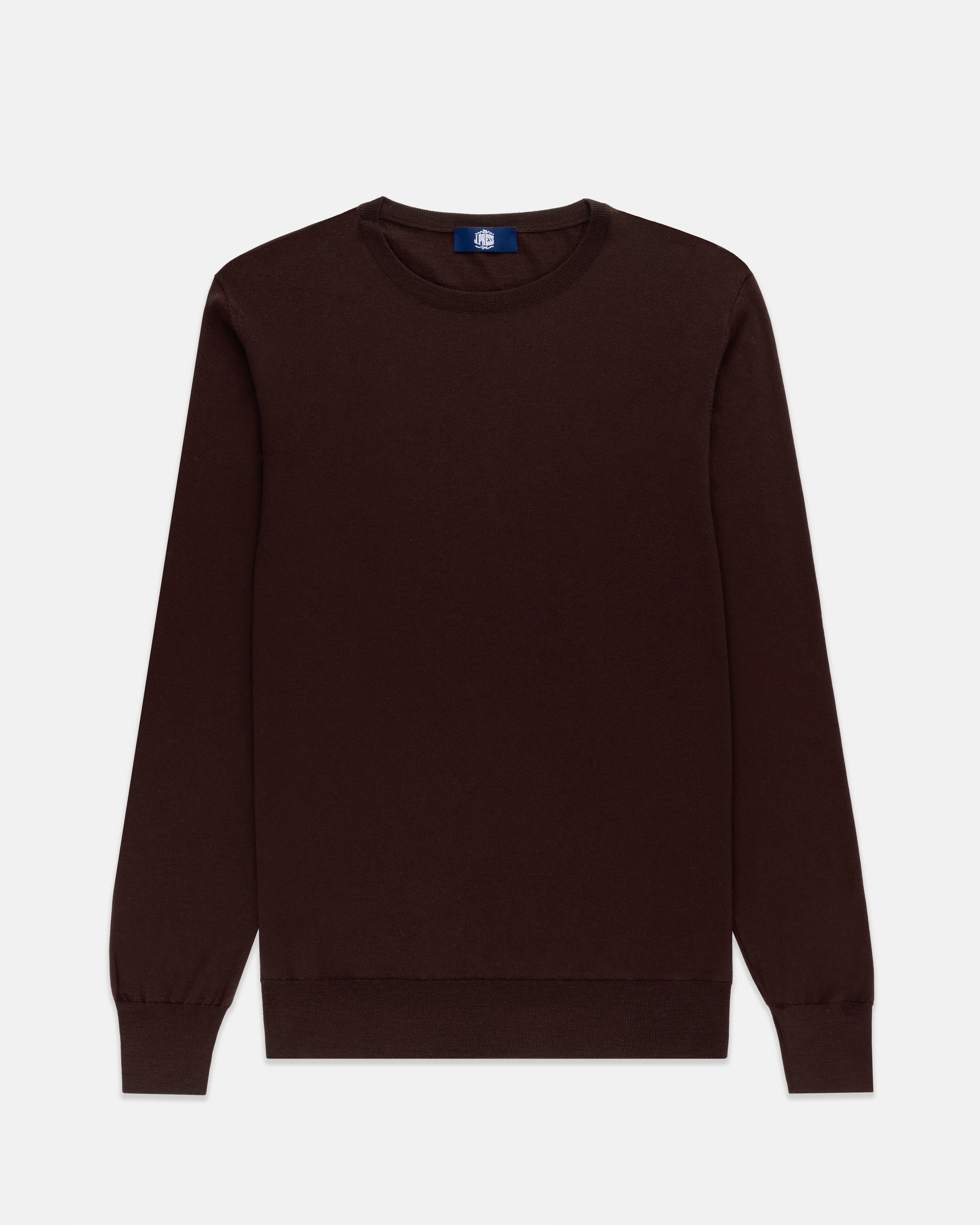 SUPERFINE MERINO WOOL SWEATER - BROWN