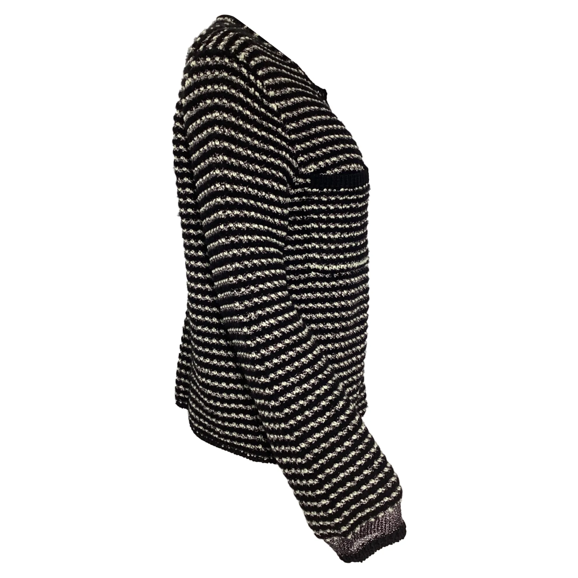 Theory Striped Cardigan in Black Polyester