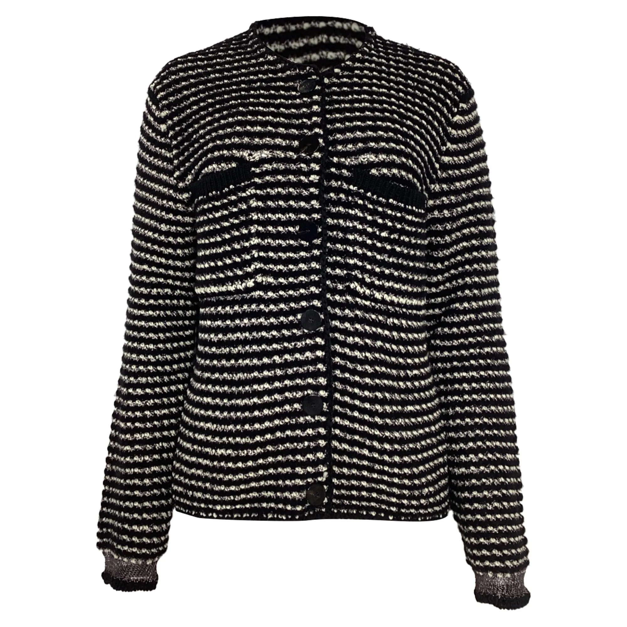 Theory Striped Cardigan in Black Polyester