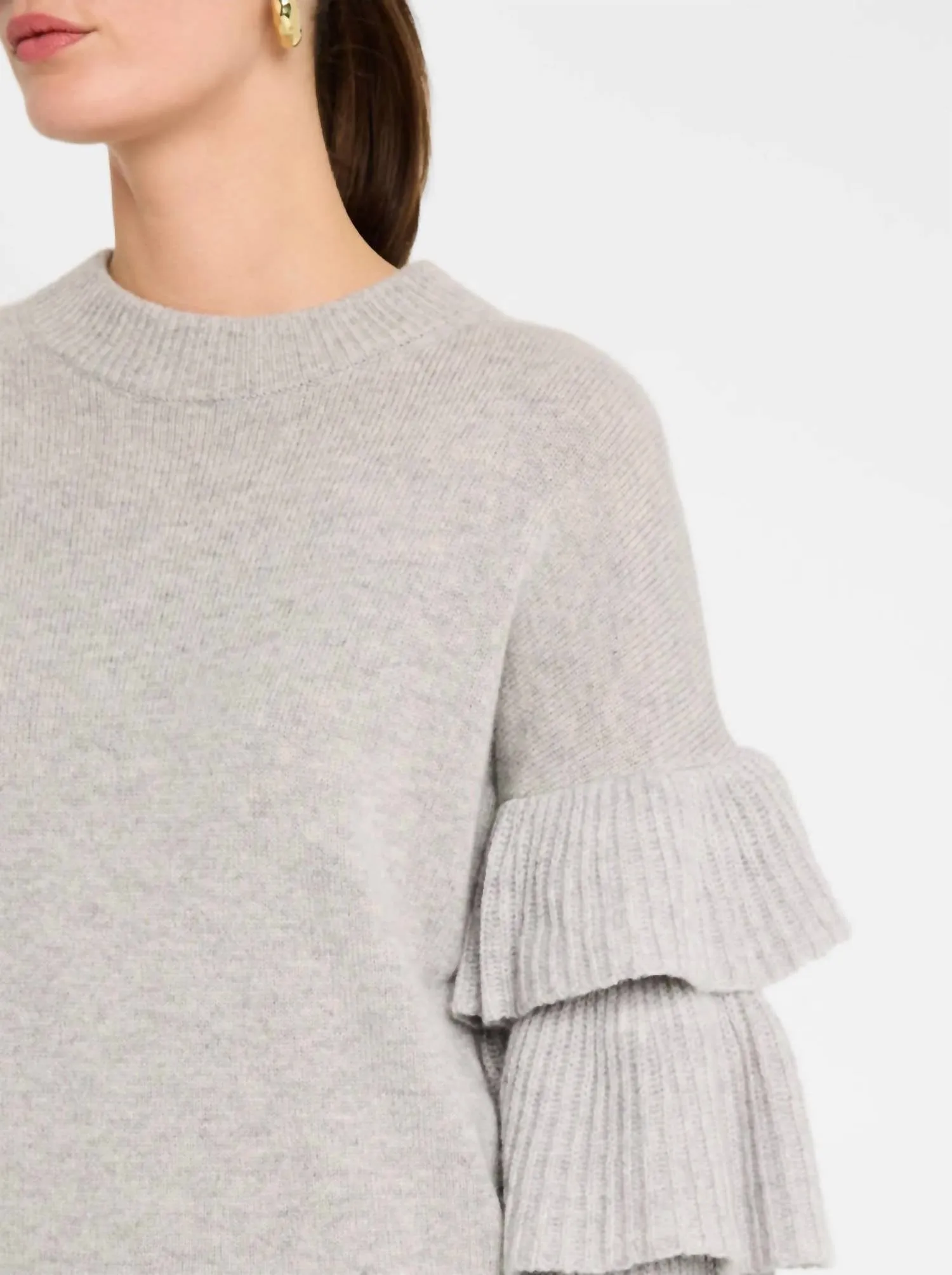 Tiered Ruffle Sleeve Sweater In Sweatshirt