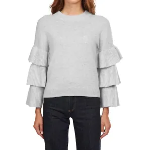 Tiered Ruffle Sleeve Sweater In Sweatshirt