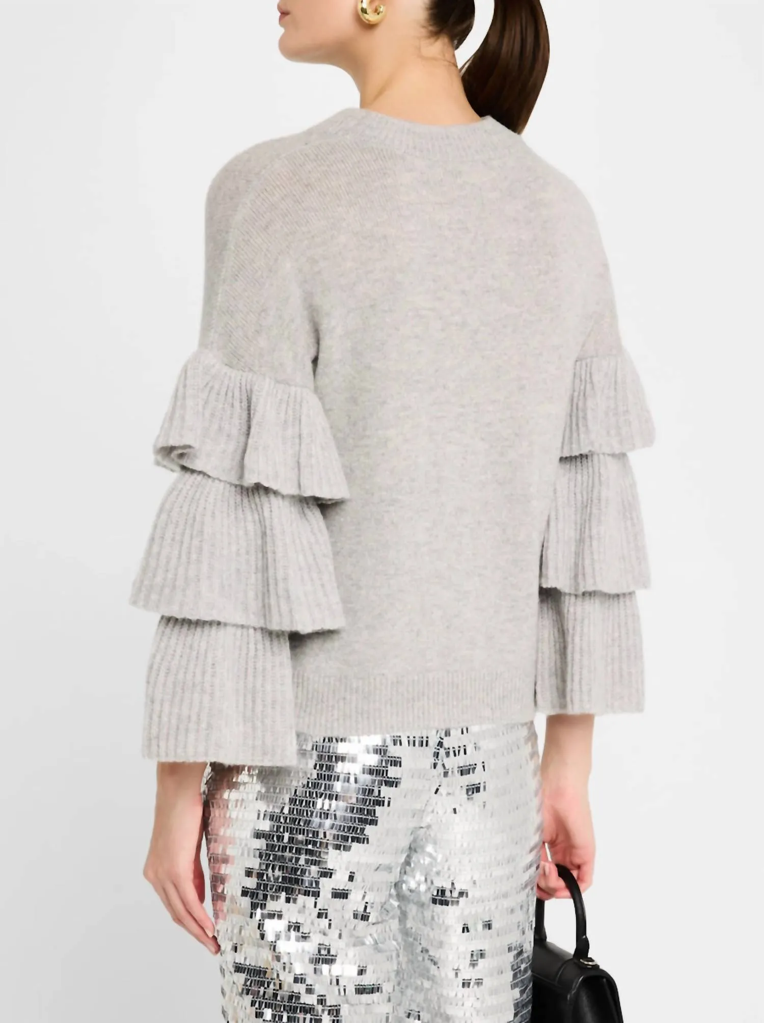 Tiered Ruffle Sleeve Sweater In Sweatshirt