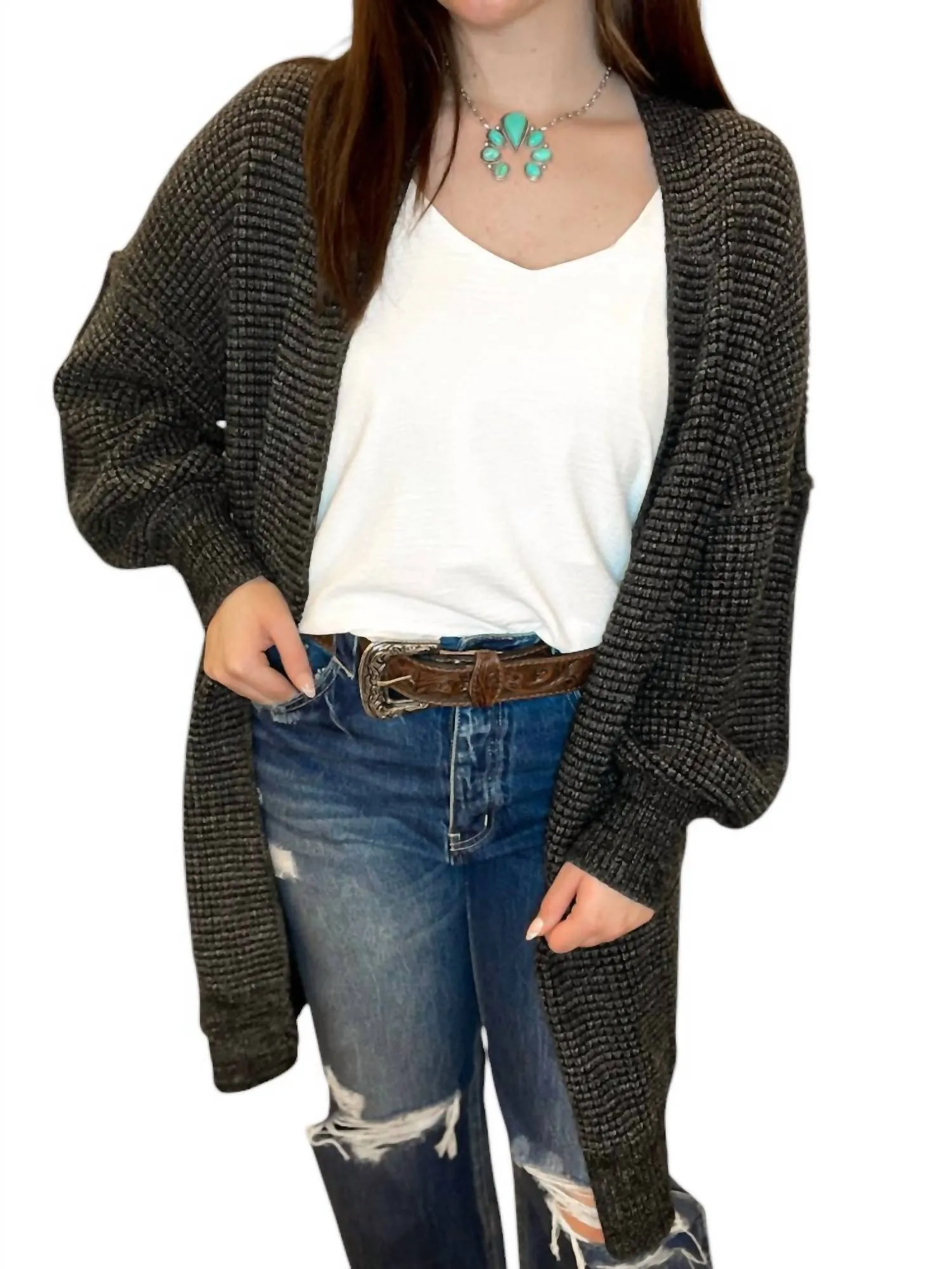 Tinley Cozy Sweater Cardigan In Black