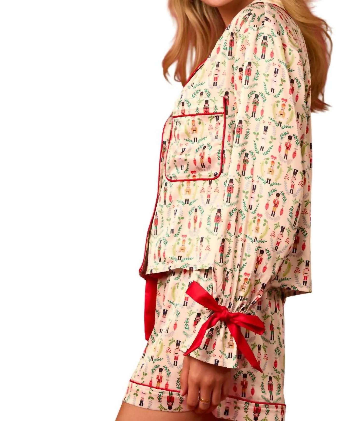 Toy Soldier Pajama Set In Ivory/red/green