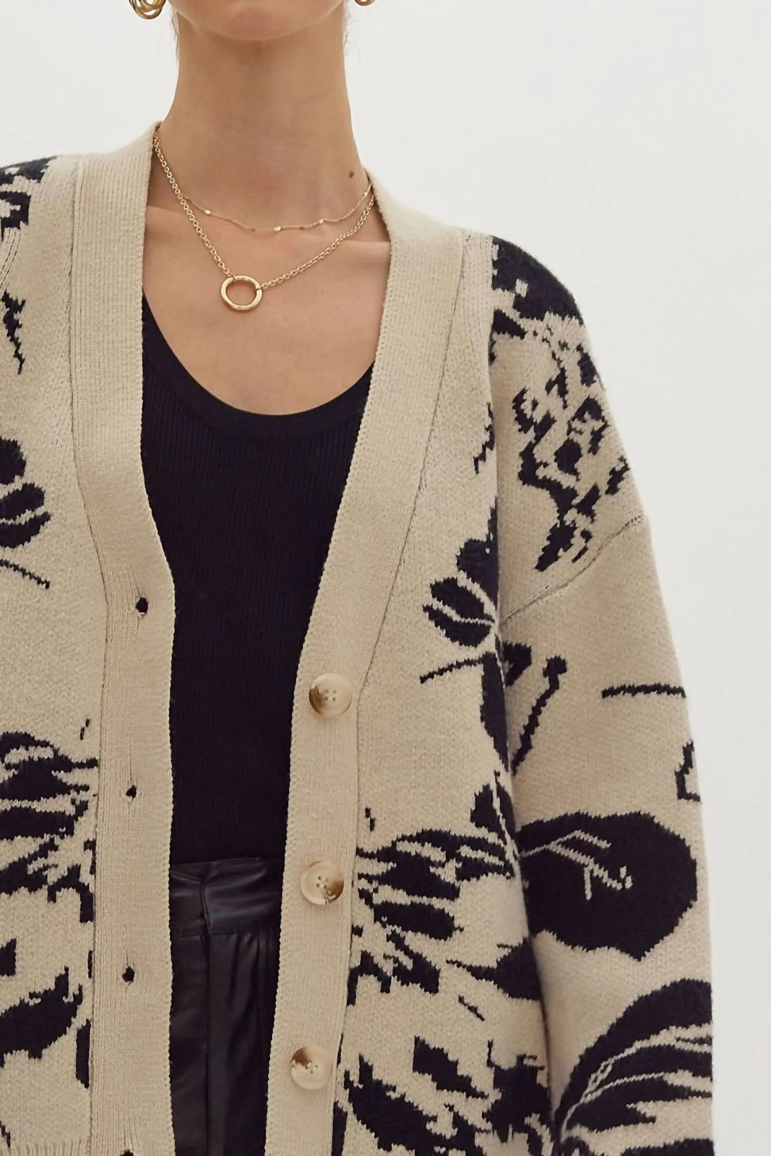 Trying Your Best Floral Cardigan In Beige