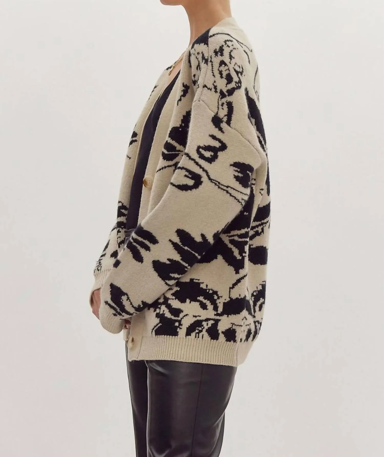 Trying Your Best Floral Cardigan In Beige