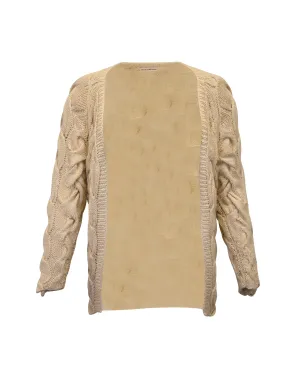 Ulla Johnson Cable Knit Cardigan in Beige Wool