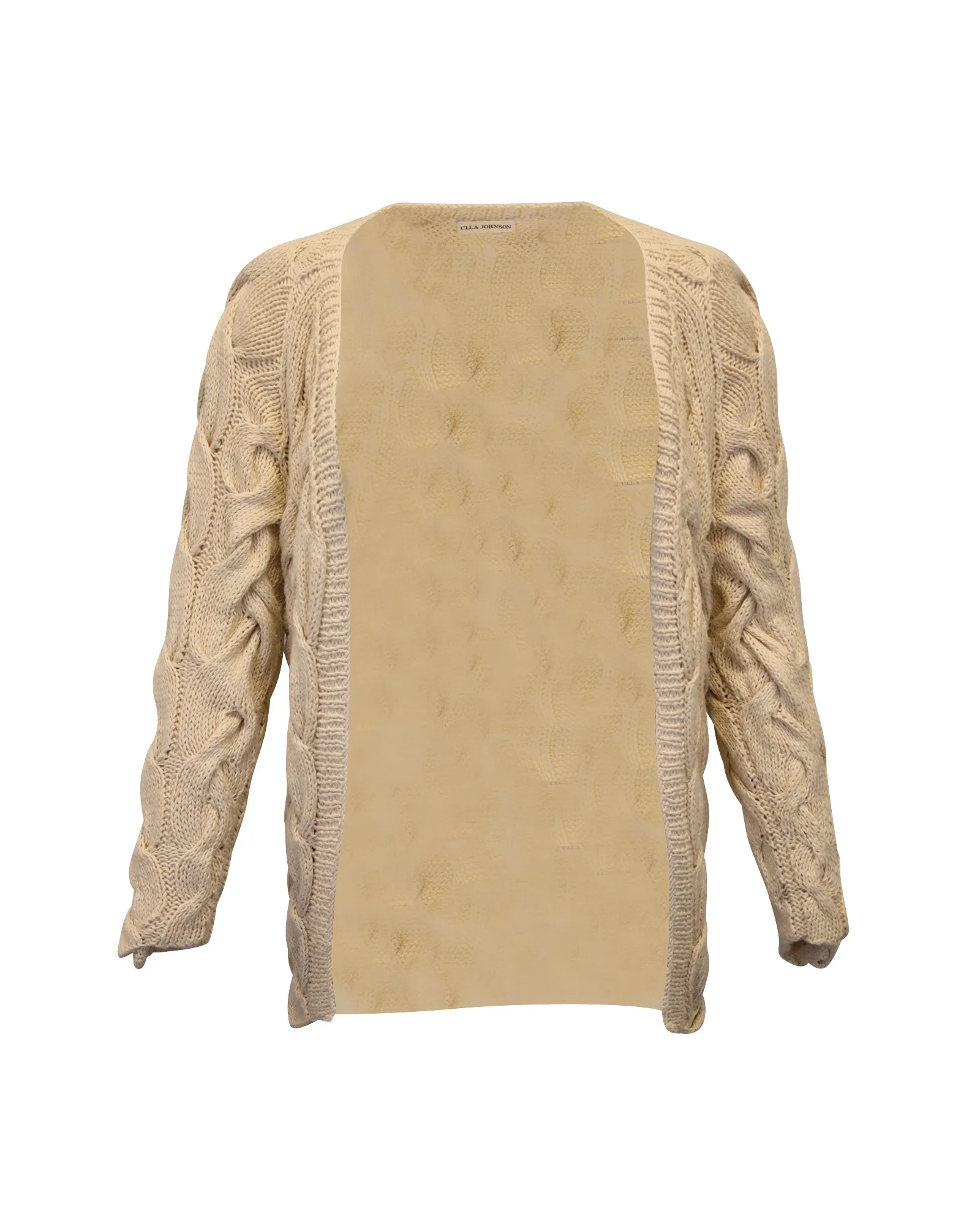 Ulla Johnson Cable Knit Cardigan in Beige Wool