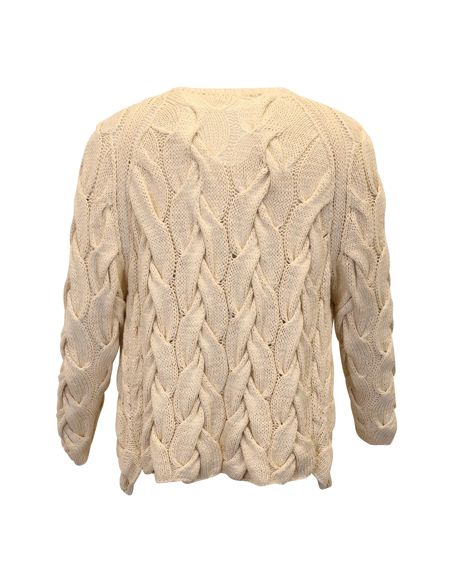 Ulla Johnson Cable Knit Cardigan in Beige Wool