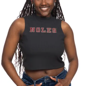 ZooZatz Women's Noles Mock Neck Crop Tank - Black ZooZatz Clothing Women