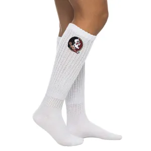 ZooZatz Women's Seminole Logo Slouchy Socks - White ZooZatz Clothing Women